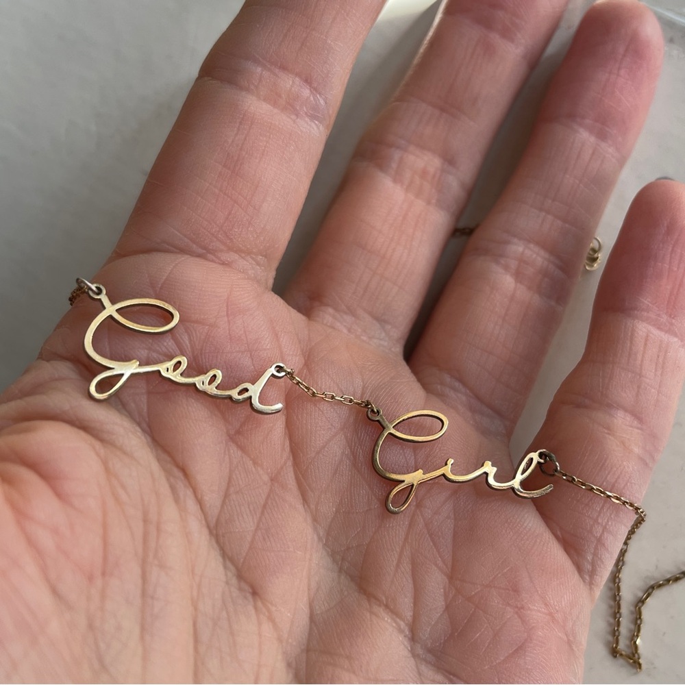 Gold Fill Script Inspirational Name Word Necklace… - image 4